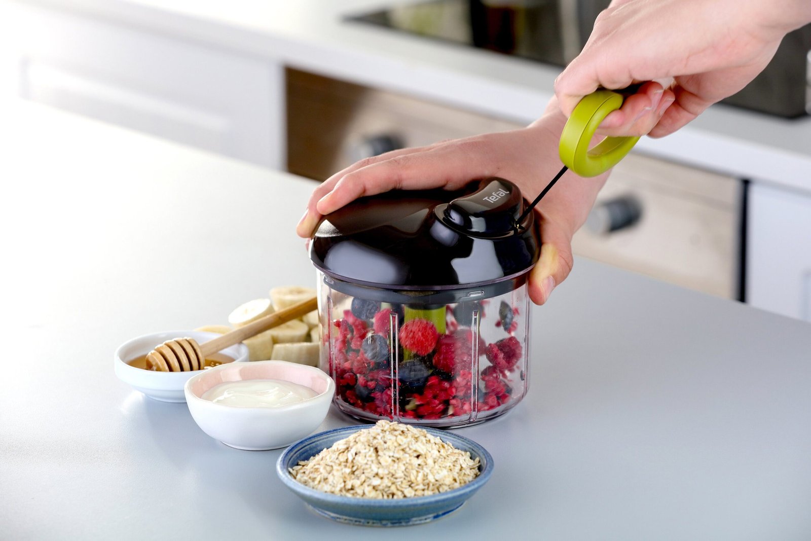 Zwiebelhacker Tefal Tefal Gemüsehacker Ingenio Zerkleinerer, 900ml, Edelstahlklingen, rutschfest, Soft-Touch-Griff, Schwarz/Grün