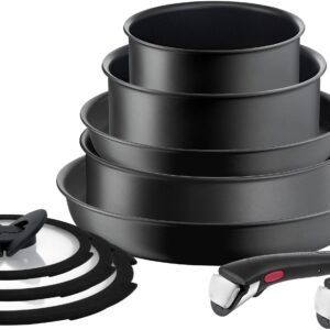 Tefal Topf-Set L76491 Ingenio Ultimate, Topfset Induktion, Antihaftversiegelung, Aluminium (Set, 10-tlg., Stielkasserolle 16/20 cm, Schmorkasserolle 24 cm, Bratpfanne 24/28 cm), für alle Herdarten geeignet, Thermo-Signal bei idealer Brattemperatur Topfsets Tefal