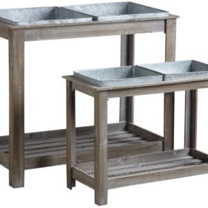 Accessoires pour plantes & fleurs Aubry Gaspard Potagers surélevés en bois et métal Série de 2 (NCS 115 S)