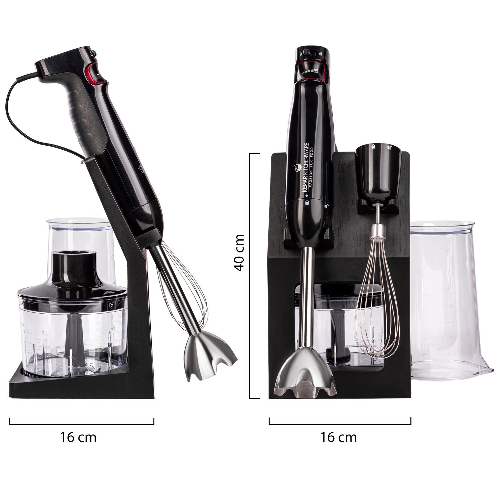 KeMar Kitchenware Stabmixer KSM-1000 Stabmixer-Set, 1000 W, 17.000 U/min Aufbewahrungsständer Messbecher Titan Klinge Stabmixer KeMar Kitchenware