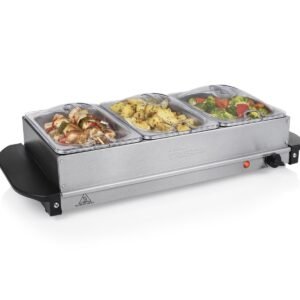 Tristar Warmhalteplatte, 2in1 Wärmeplatte & Chafingdish elektrisches Rechaud Speisewärmer Tristar Warmhalteplatten