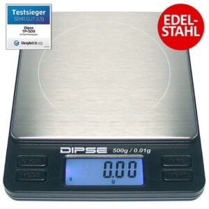 Dipse Küchenwaagen Dipse Feinwaage TP-500 Digitalwaage mit Auflösung 0,01 und Wiegelast von 500g