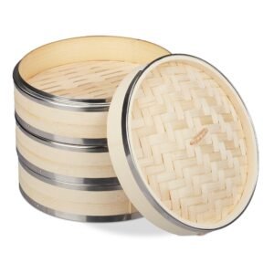 relaxdays relaxdays Dämpfeinsatz Bambus Dampfgarer 3 Etagen Topfeinsätze