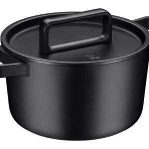 WMF Bräter WMF Bräter Flavour, Ø 24 cm, Gusseisen, 5,2 Liter, Gusseisen-Kochgeschirr, Deckel mit Kondensationsnoppen Schwarz