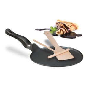 relaxdays Crêpepfanne mit Zubehör, Aluminiumguss relaxdays Crepepfannen