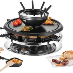 Unold Unold Raclette und Fondue-Set Multi 4 in 1 - 48726, 8 Raclettepfännchen, 1300 W Raclette