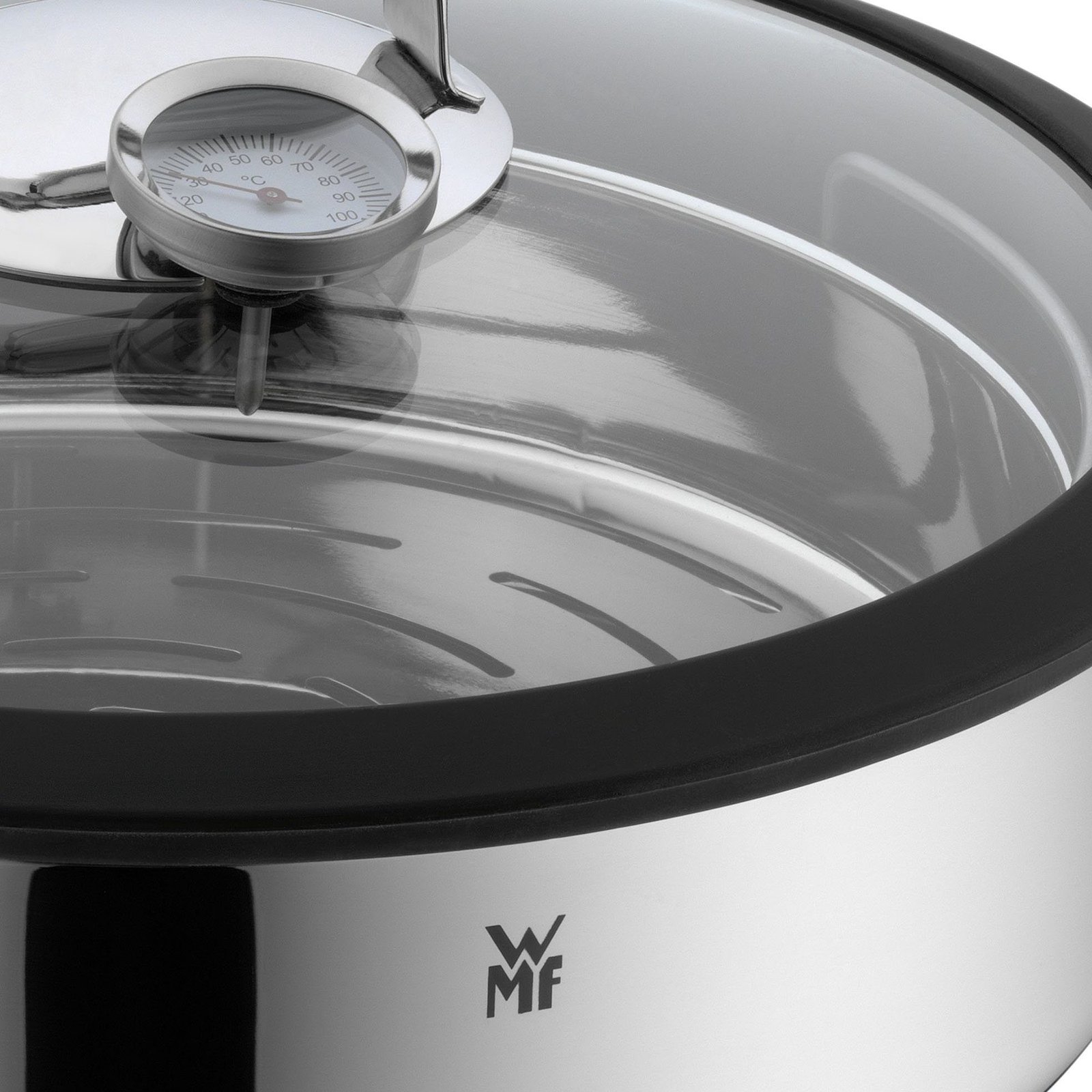 Dampfgartöpfe WMF WMF Dampfgartopf Vitalis, Bräter Induktion, Cromargan® Edelstahl Rostfrei 18/10 (1-tlg), Dampfgarer mit integriertem Thermometer, backofengeeignet