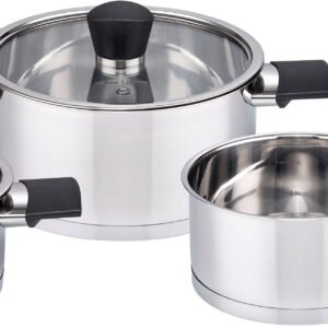 Topfsets my home my home Topf-Set Bryson, Edelstahl (Set, 5-tlg., 1 Kochtopf 16 x H 7,5 cm, 1 Kochtopf 20 x H 9,5 cm, 1 Kasserolle 16 cm), Literskala, Induktion