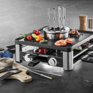WMF Raclette Lumero Gourmet Station 3-in-1, 8 Raclettepfännchen, 1800 W, Spritzschutz, spülmaschinengeeignet, antihaftbeschichtet Raclette WMF
