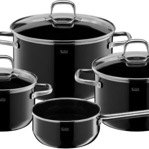 Silit Silit Topf-Set Elegance Line Induktion, Kochtopf Set mit Glasdeckel, Silargan® (Set, 4-tlg., je 1 Fleischtopf Ø 16/20,24 cm, 1x Kasserolle Ø 16 cm), Induktions Töpfe Set nickelfrei, Made in Germany Topfsets