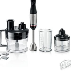 BOSCH Stabmixer BOSCH Stabmixer ErgoMaster Serie 6 MSM6M673, 4 Klingen, Mixfuß Edelstahl, schwarz, 1000 W, Becher, Stampfer, Zerkleinerer groß & klein, 10 Jahre Motorgarantie