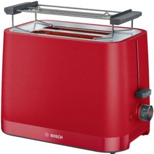 2-Scheiben-Toaster BOSCH BOSCH Toaster MyMoment TAT3M124, 2 Schlitze, für 2 Scheiben, 950 W, entnehmbarer Brötchenaufsatz, Auftaufunktion, Brotzentrierung, AutoOff Rot