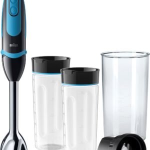 Braun Stabmixer MQ 5252 BKBL MultiQuick 5 Vario, 1000 W, mit Smoothie2Go Funktion und EasyClick System, Schwarz/Blau Braun Stabmixer