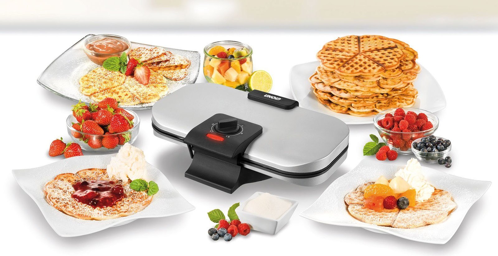 Unold Unold Waffeleisen Doppel-Waffelautomat 48241, 1100 W Herzwaffeleisen