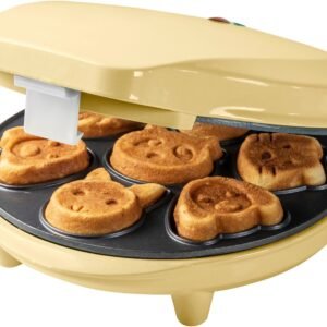 bestron Waffeleisen AAW700 für Mini-Waffel-Kekse, 700 W, mit Backampel & Antihaftbeschichtung AAW700V gelb Waffeleisen bestron