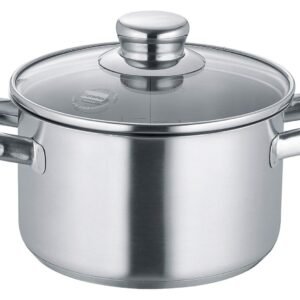 Berndes Gemüsetöpfe Berndes Kochtopf NEW ROMA, Ø 16 cm, mit Glasdeckel, 1,9 Liter, Edelstahl 18/10, mit Innenskalierung, Hitzebeständig