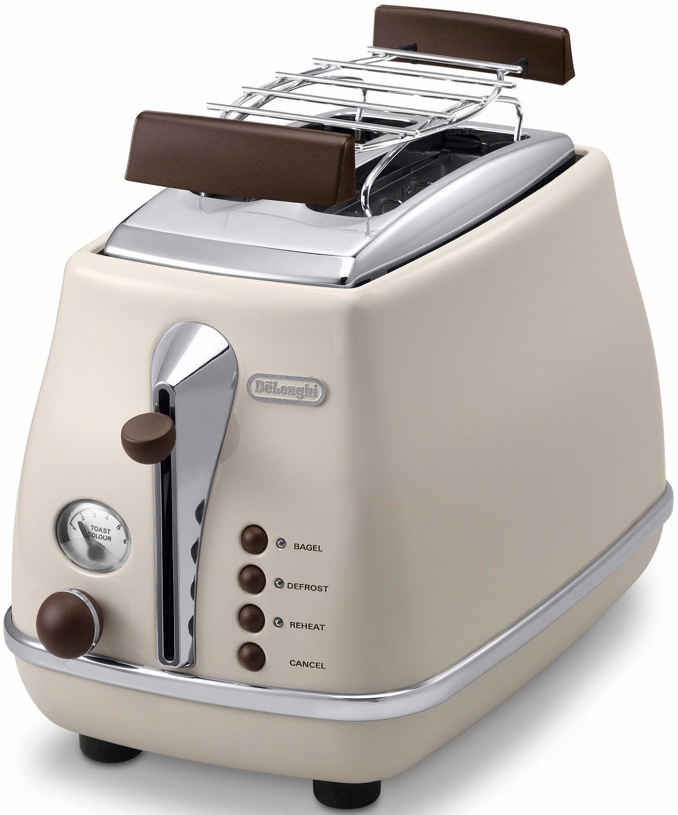 De'Longhi Toaster Incona Vintage »CTOV 2103.BG«, 2 kurze Schlitze, 900 W, im Retro Look, cremefarben De\u0027Longhi 2-Scheiben-Toaster