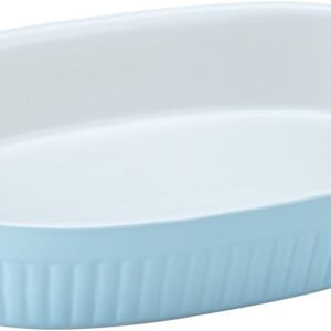 CreaTable Auflaufformen CreaTable Auflaufform Pastell Kitchen, Steinzeug, (1-St), klassisches Streifenrelief, umlaufender Kantenschutz, Pastellfarben hellblau/w