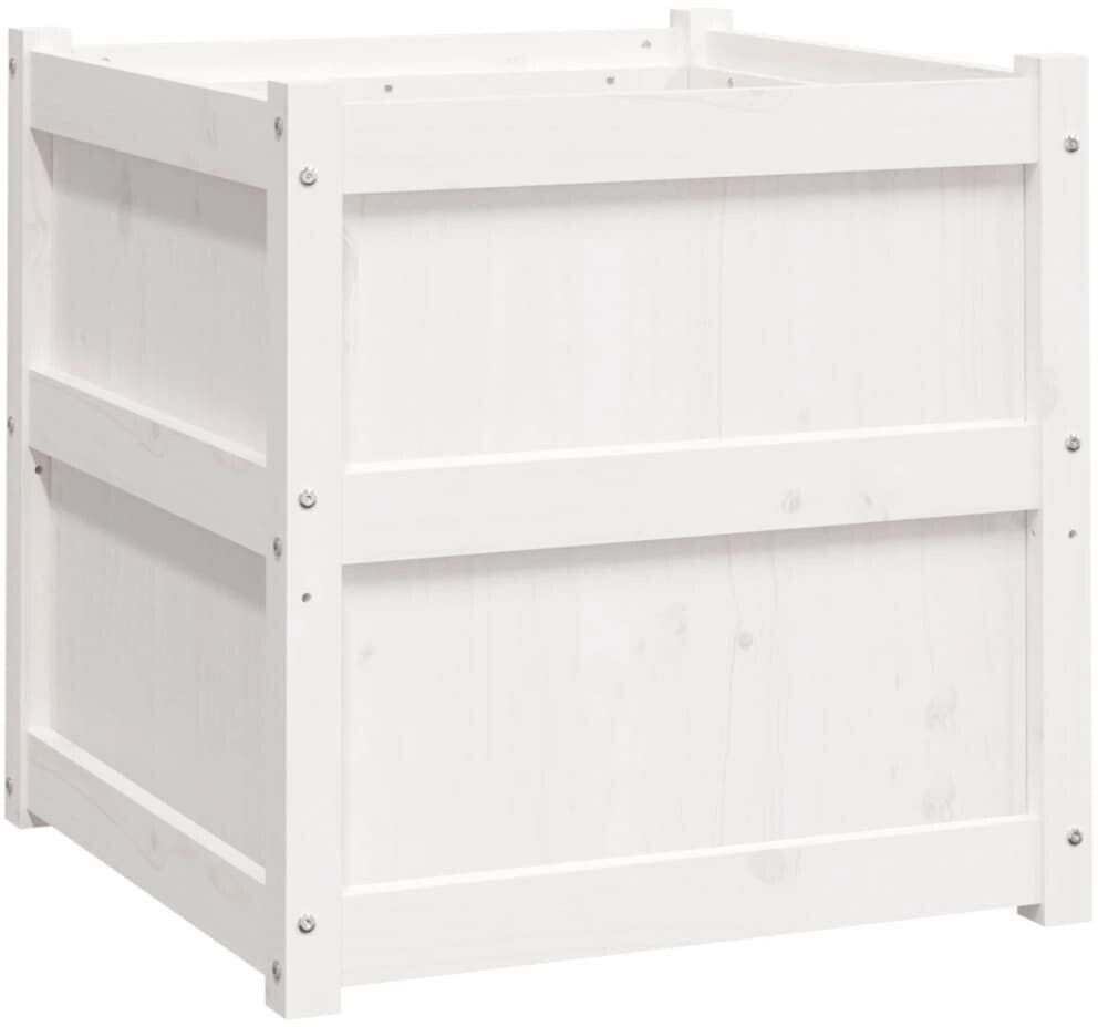 vidaXL Garden Planters 2 pcs 60 x 60 x 60 cm Solid Pine Woodwhite Accessoires pour plantes & fleurs