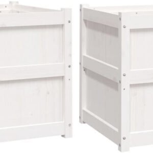 vidaXL Garden Planters 2 pcs 60 x 60 x 60 cm Solid Pine Woodwhite Accessoires pour plantes & fleurs