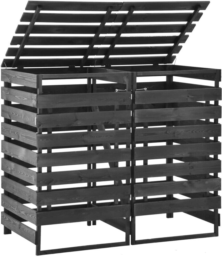 vidaXL Cache-poubelle double en pin 140 x 75 x 121 cm Cache-poubelles