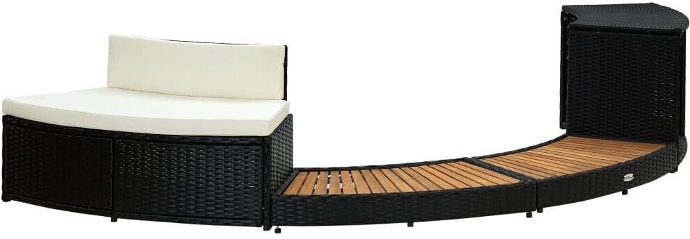 vidaXL Contour pour spa poly rotin et bois d'acacia massif noir (316651) Piscines et accessoires