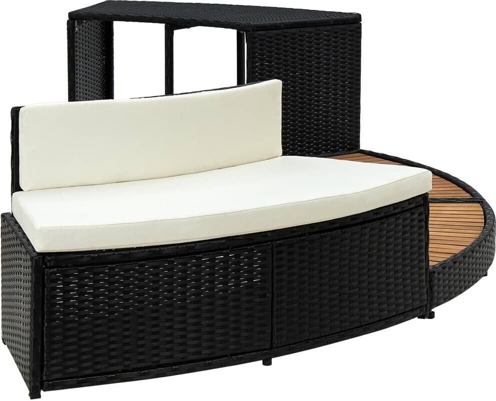vidaXL Contour pour spa poly rotin et bois d'acacia massif noir (316651) Piscines et accessoires
