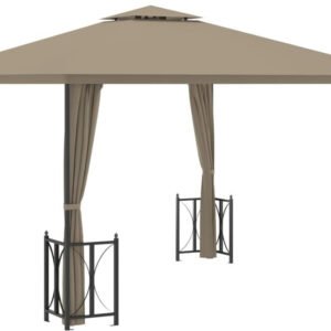 Abris, garages et rangements de jardin vidaXL Gazebo with side curtains and double roof (3 x 3 m)dove grey