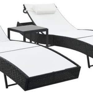 Meubles de jardin vidaXL Lounger Pair with TableWhite