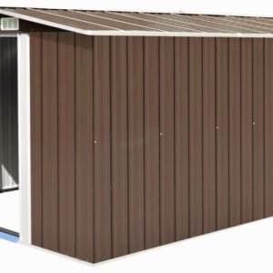 Abris, garages et rangements de jardin vidaXL Metal Garden Storage Shed (257x398x178cm) - Brown