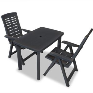 vidaXL Mobilier de bistro plastique 3 piècesanthracite (275083) Meubles de jardin