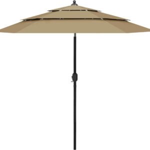 vidaXL Parasol avec mât en aluminium 3 couches 2,5 m Taupe Protections solaires extérieures