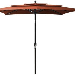 vidaXL Parasol avec mât en aluminium 3 couches 2,5x2,5m rouge terracotta Protections solaires extérieures