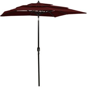 vidaXL Parasol avec mât en aluminium 3 couches 2x2m Bordeaux Protections solaires extérieures