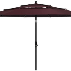 vidaXL Parasol avec mât en aluminium 3 couches 3,5m Bordeaux Protections solaires extérieures