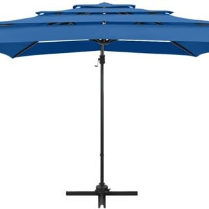 Protections solaires extérieures vidaXL Parasol avec mât en aluminium 4 couches 250x250cm bleu azur