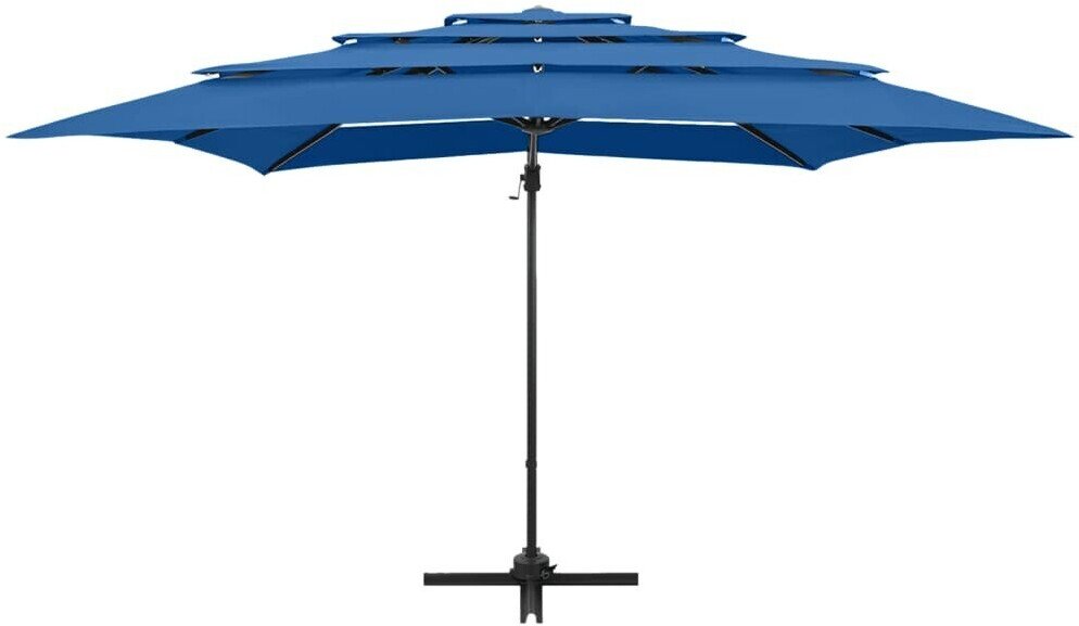 Protections solaires extérieures vidaXL Parasol avec mât en aluminium 4 couches 250x250cm bleu azur