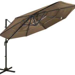 vidaXL Parasol avec mât en aluminium 4 couches 3x3m Taupe Protections solaires extérieures