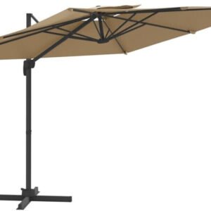 Protections solaires extérieures vidaXL Parasol déporté avec double toit 400x300cm Taupe
