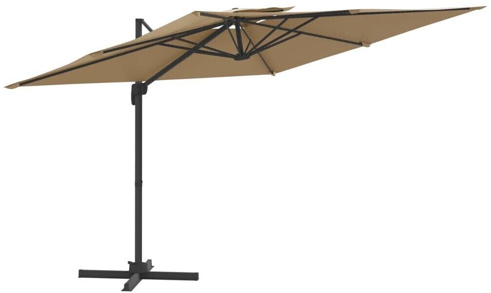 Protections solaires extérieures vidaXL Parasol déporté avec double toit 400x300cm Taupe