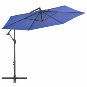 vidaXL Parasol déporté avec mât en alu 300cm Bleu Protections solaires extérieures