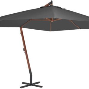 Protections solaires extérieures vidaXL Cantilever parasol with wooden pole 400x300cmParasol déporté avec mât en bois 400x300cm Anthracite