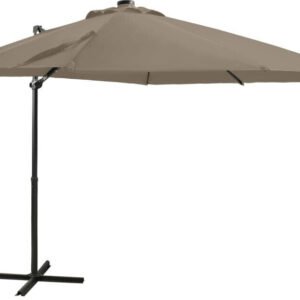 vidaXL Parasol déporté avec mât et éclairage LED 250cm Taupe Protections solaires extérieures