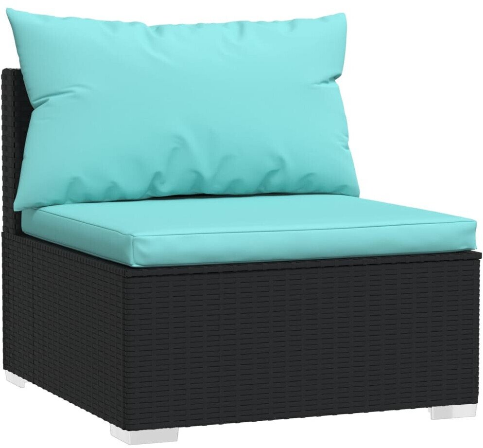 vidaXL Salon de jardin 7 pcs avec coussins Résine tressée noir (3102265) Meubles de jardin